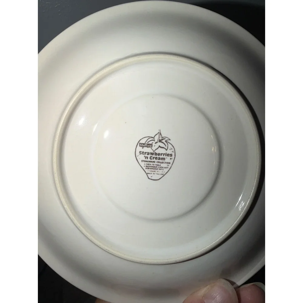 Vintage Sheffield Strawberries n Cream Stoneware Tea Set 12pc Cups Plates Japan